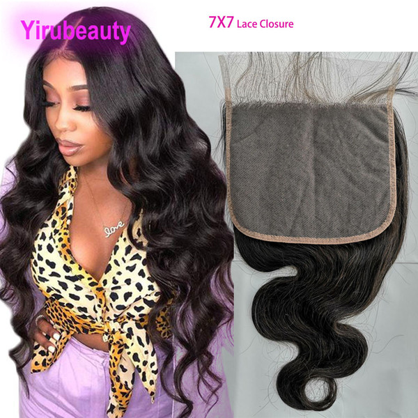 Malaysian Human Hair 7X7 Lace Closure Free Middle Three Part Body Wave Seven By Seven Closure WIth Baby Hair Top Closures 10-26inch