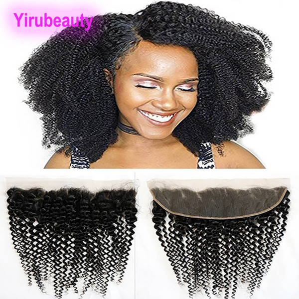 Brazilian Virgin Hair 13X4 Lace Frontal Kinky Curly With Baby Hair Ear To Ear Kinky Curly Top Closures