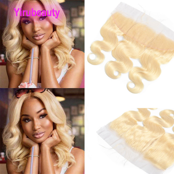 Indian Virgin Hair Lace Frontal 13X4 Lace Size Ear To Ear Body Wave Blonde 613# Color Body Wave 100% Human Hair 13 By 4 Frontals