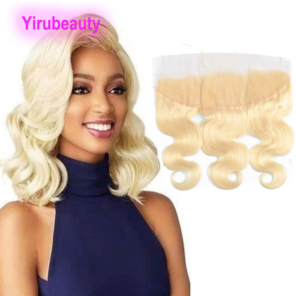 Brazilian Virgin Hair Blonde 613# Color 13X4 Lace Frontal Pre Plucked Body Wave Top Closures 613# Lace Frontal