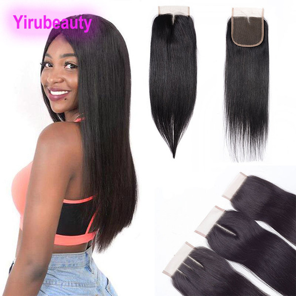 Malaysian 100% Unprocessed Human Hair 4 X 4 Lace Closure Straight Hair Mink Hair Extensions Virgin Straight Natural Color