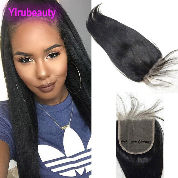 Peruvian Human Hair Top Closures 5X5 Lace Closure With Baby Hair 5X5 Hair Products 8-20inch Middle Three Free Part yirubeauty