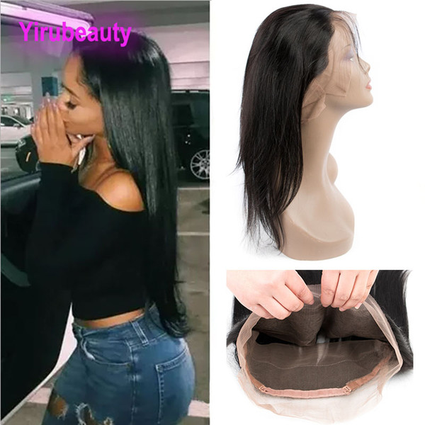 Indian Virgin Hair 360 Lace Frontal With Baby Hair Natural Hairline Pre Plucked Straight Haiir Unprocessed Human Hair Silky Straight 80-100g