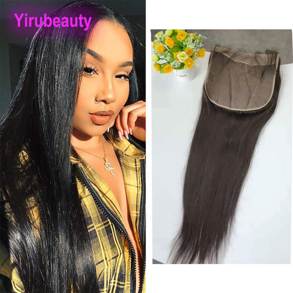 Peruvian Human Hair 8X8 Lace Closure Straight Body Wave 8 By 8 Closure Natural Color Yirubeauty