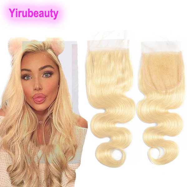 Peruvian Human Hair 4X4 Lace Closure 613# Blonde Body Wave 4X4 Lace Closure With Baby Hair Top Closures Hair Products 8-22inch