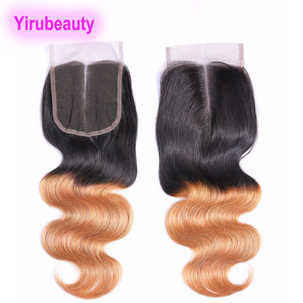 Peruvian Human Hair 4X4 Lace Closure 1B/613 1B/27 613# Blonde Virgin Hair Body Wave Straight Human Hair Closure