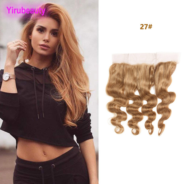 Indian Virgin Hair 13X4 Lace Frontal With Baby Hair Products 27# Free Part Wholesale Body Wave Honey Blonde 10-22inch