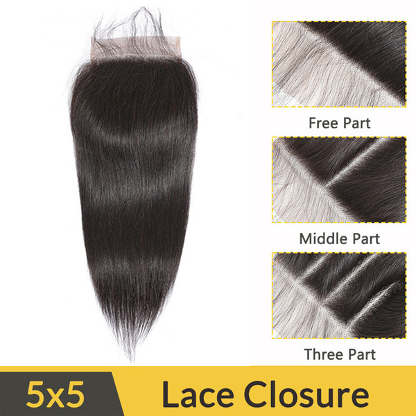 Malaysian Human Hair 5X5 Lace Closure Straight Virgin Hair Wholesale 5 By 5 Closure With Baby Hair Silky Straight 5X5 Size