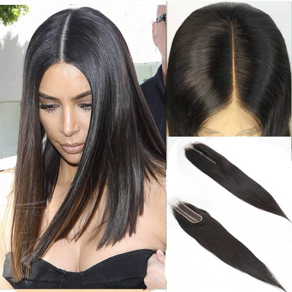 Kim Kardashian Closure 5pcs Remy Human Hair Lace Size 2by6 Top Lace Closure Virgin Human Hair Extensions