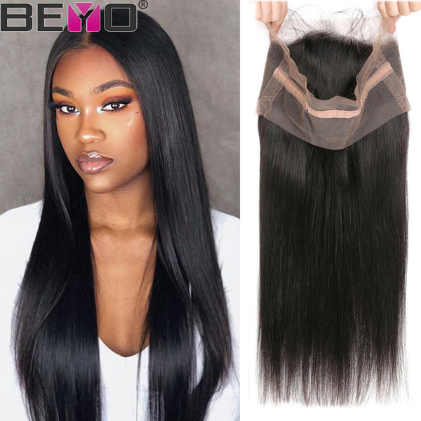 360 Lace Frontal Pre Plucked With Baby Hair Straight Lace Frontal Closure Peruvian Human Hair Closure Remy Hair Medium Brown Swiss Lace Beyo