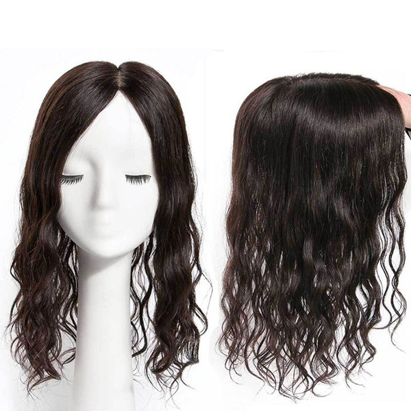 14*14 Silk Base Curly Human Hair Topper Toupee for Women Clips In Human Hair Pieces Closure Non-Remy Hair