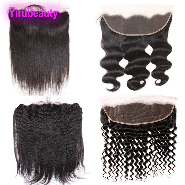 Brazilian Virgin Hair 13X4 Lace Frontal With Baby Hair Pre Plucked Ear To Ear Body Wave Straight Hair Kinky Straight Deep Wave Curly