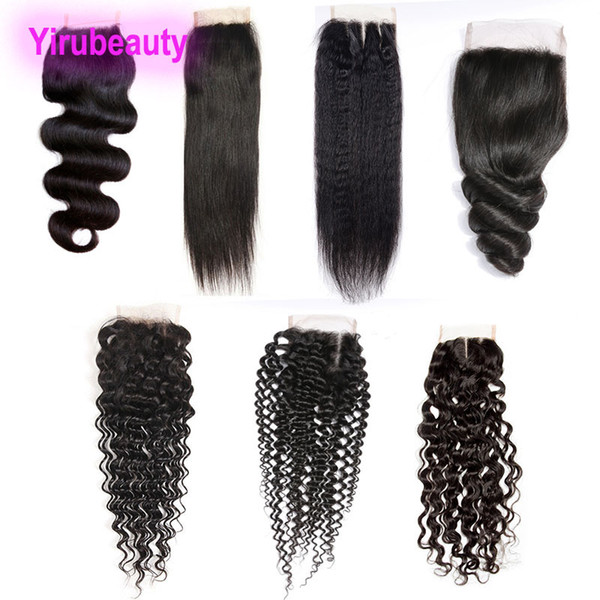 Brazilian Virgin Human Hair straight hair kinky straight Yaki Deep Wave Loose Wave Body Wave 4X4 Lace Closure Middle Free Three Part