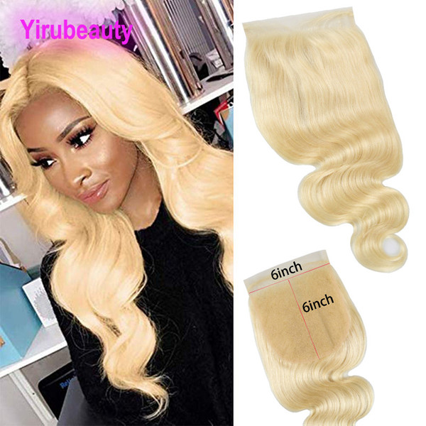 Malaysian Virgin Hair Body Wave Six By Six Top Closure 6*6 Lace Closure Human Hair 613 Blonde Color 12-20inch