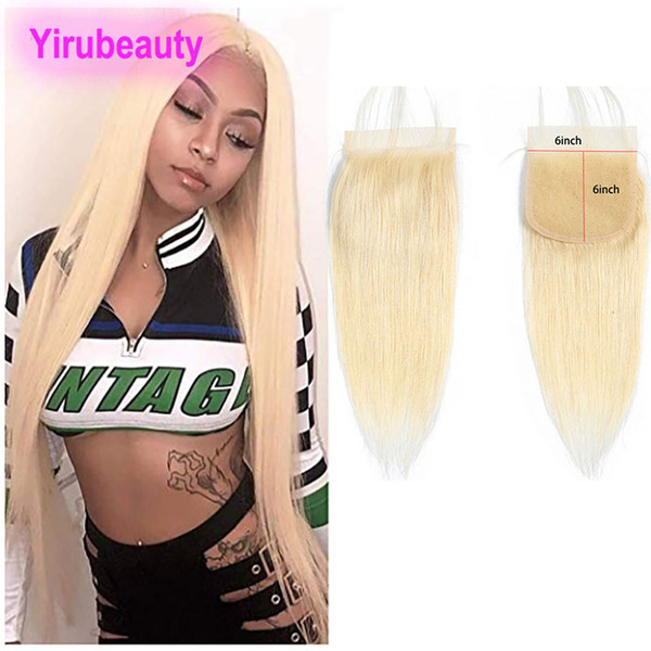 Peruvian 613 Blonde Straight 6X6 Lace Closure With Baby Hair Six By Six Lace Closure Silky Straight Middle Three Free Part