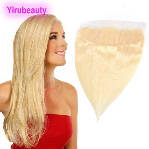 Peruvian 13X4 Lace Frontal 613# Blonde Silky Straight Human Hair Lace Frontal Virgin Hair 13X4 Frontal With Baby Hair Ear To Ear 613#