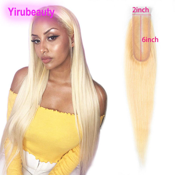 Malaysian Human Hair 613 Blonde 2X6 Lace Closure Straight Light 613# Blonde 2 By 6 To Closures 12-22inch