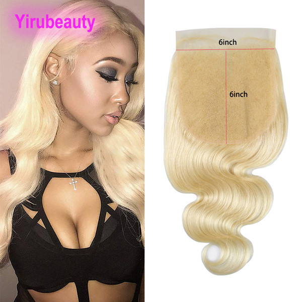 Brazilian Virgin Hair 6X6 Lace Closure With Baby Hair Body Wave 613# Blonde New Six By Six Size Top Closures 12-20inch