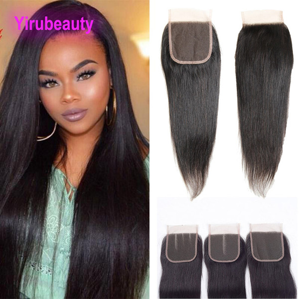 Brazilian Virgin Hair Straight Hair 4 X 4 Lace Closure Free Middle Three Part Straight Hair Lace Closure 8-26inch