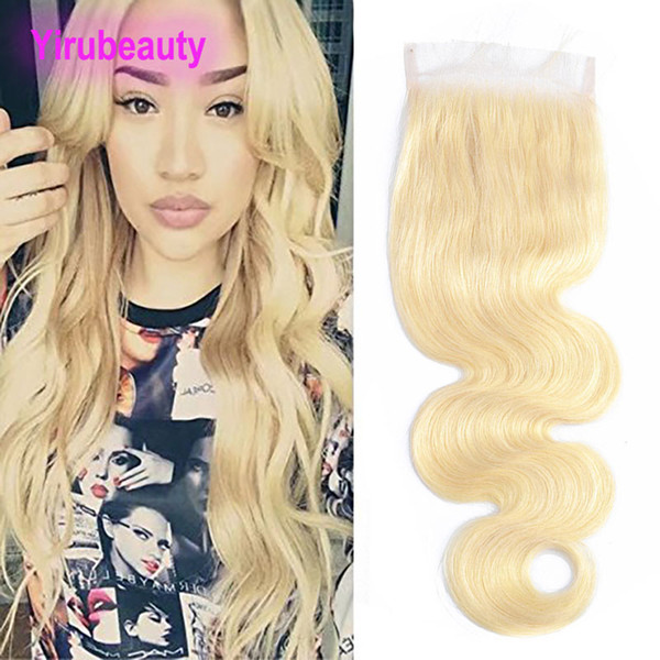 Malaysian Human Hair 4X4 Lace Closure 613# Color Body Wave 4X4 Lace Closure Body Wave 613# Blonde Top Closures Body Wave With Baby Hair