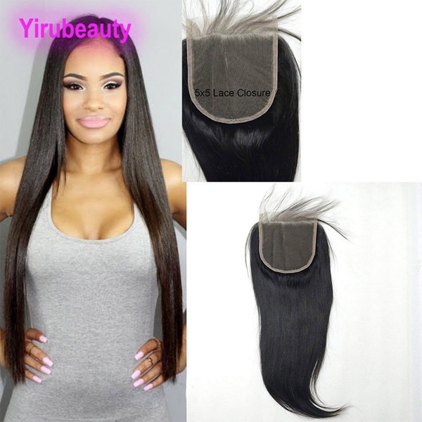 Malaysian 5X5 Size Human Hair Lace Closure Cambodian Malaysian Virgin Hair 5*5 Lace Closure Middle Three Free Part Top Closures