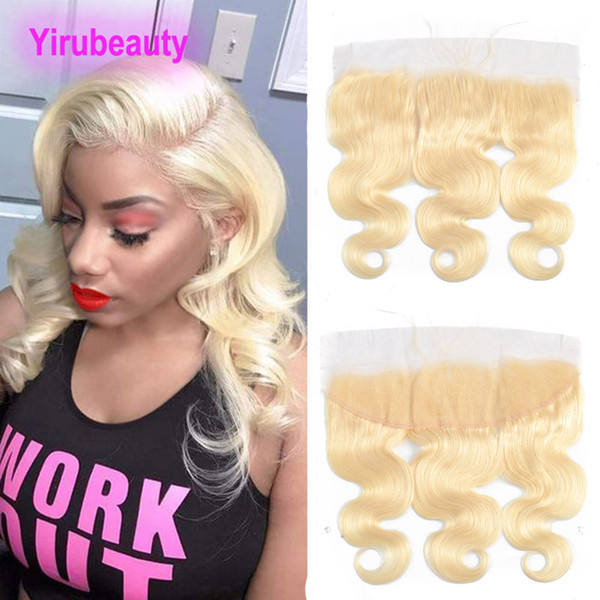 Brazilian Unprocessed Human Hair 13X4 Lace Frontal Body Wave 613# Color Body Wave Pree Plucked Free Part 613# Lace Frontal Closure