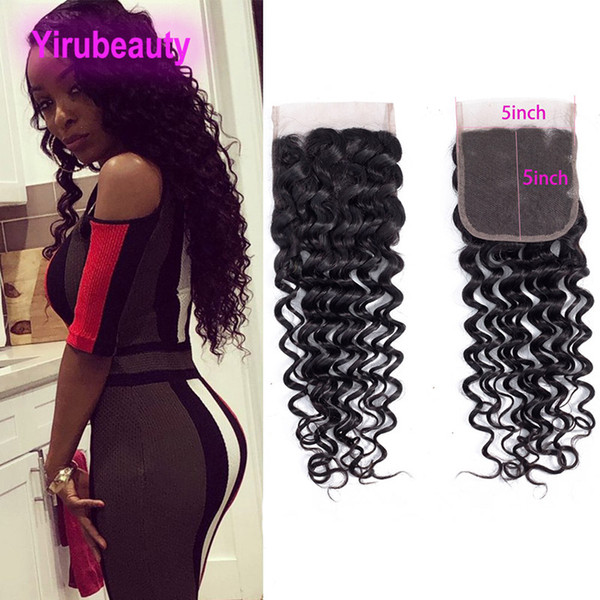 Malaysian Virgin Hair Five By Five Lace Closure With Baby Hair 5X5 Closure Deep Wave Curly 100% Human Hair