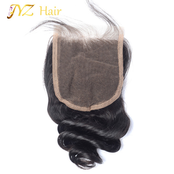 JYZ Cheap 4x4 lace Closure peruvian loose wave Closure With Baby Hair Free/Middle/3 part Natural color closure