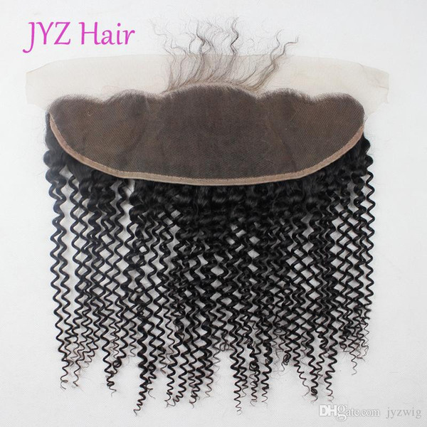 Malaysian Brazilian Peruvian Indian Mongolian Lace Frontal Closure Virgin Hair Kinky Curly 13x4 Natural Black Human Hair With Baby Hair