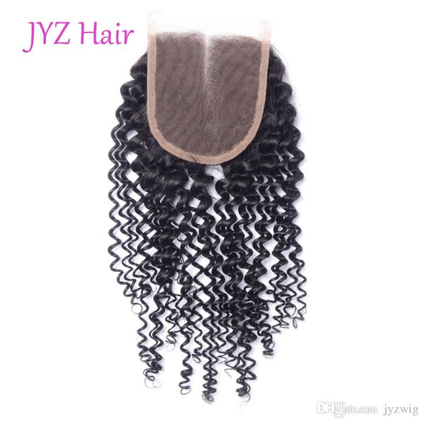 Malaysian Brazilian Peruvian Indian Mongolian Closure 4x4 Kinky Curly Virgin Human Hair Closure Lace Closure With Baby Hair 100% Human Hair