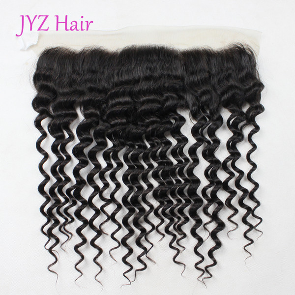 Black 7a Brazilian Remy Hair Frontal With Baby Hair Malaysian Indian Peruvian Virgin Hair Deep Wave 360 Lace Frontal Weave With Closure