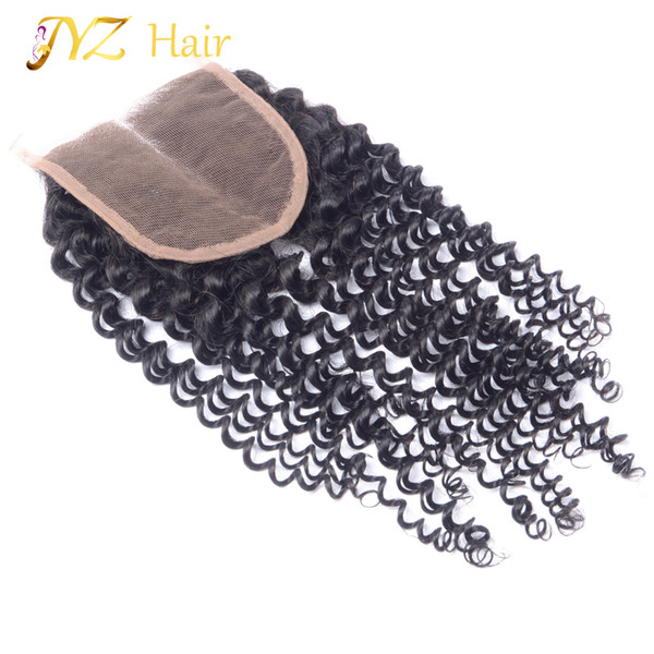 JYZ 4x4 kinky Curly lace Closure130% Density Swiss Top Lace Closure Can Be Dyed Brazilian kinky Curly Virgin Hair Lace Closure