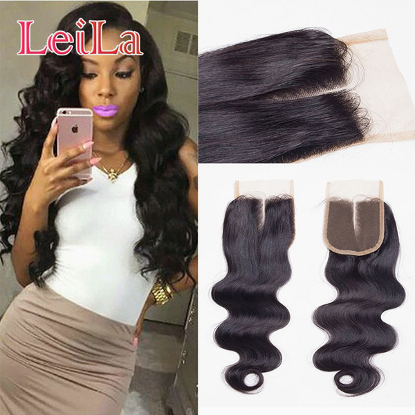 Wholesale Unprocessed Virgin Hair Lace Closure 4x4 Malaysian Hair Extension Human Hair Weave Body Wave Middle Free Three part