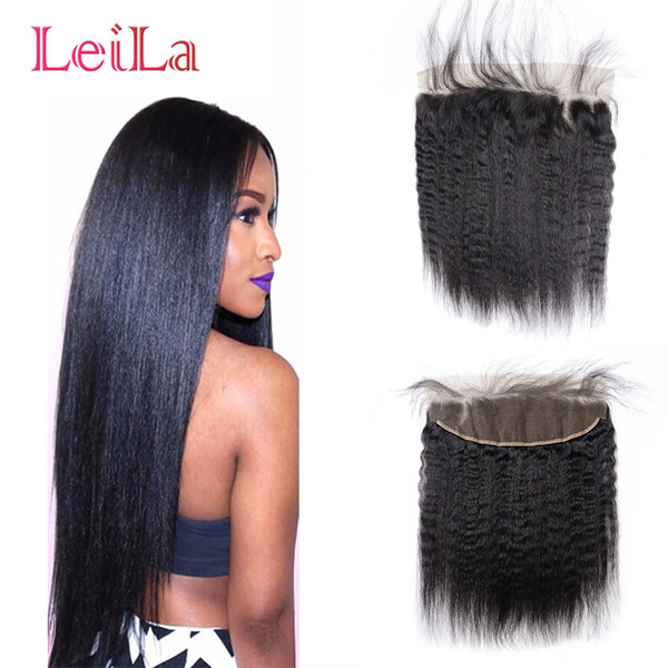 Kinky Straight Hair 13x4 Lace Frontal Closure Peruvian Virgin Hair With Baby Hair Wet yaki Closure Full Lace Frontal Closure