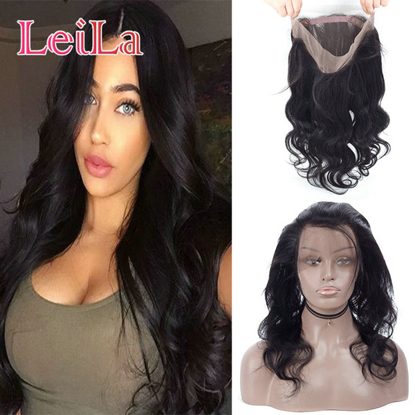 Indian Pre Plucked 360 Lace Frontal Body Wave with Baby Hair Natural Hairline 360 Lace Frontal Closure Unprocessed Human Hair Weave