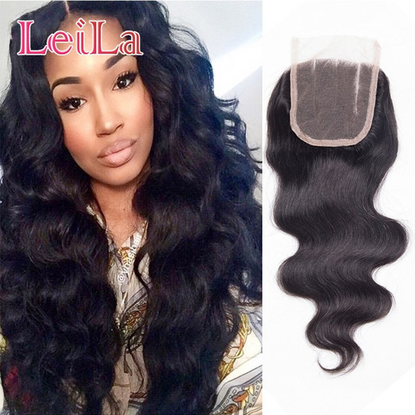 100% Peruvian Hair Top 4 x 4 Lace Closure 8-22inch Body Wave Natural Color Human Hair Closure Virgin Hair