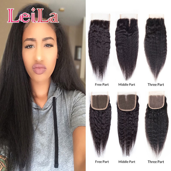 Indian Kinky Straight 4 x 4 Lace Closure Human Hair Closure 8 inch- 22inch Kinky straight Closure Unprocessed Hair Products