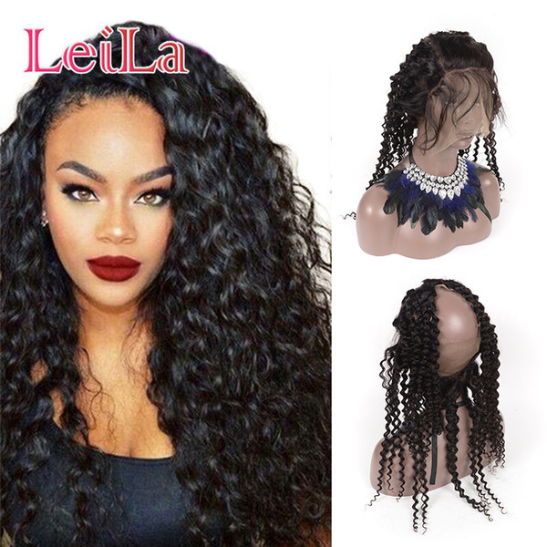 Malaysian 360 Lace Frontal Lace Band Closure Baby Hair 100% Unprocessed Human Hair Pre Plucked Deep Wave Curl Virgin Hair 70-100/g