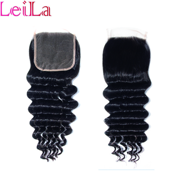 4X4 Lace Closure Brazilian Virgin Human Hair Peruvian Malaysian Indian Mongolian Body Wave Straight Loose Deep wave Kinky curly Closures