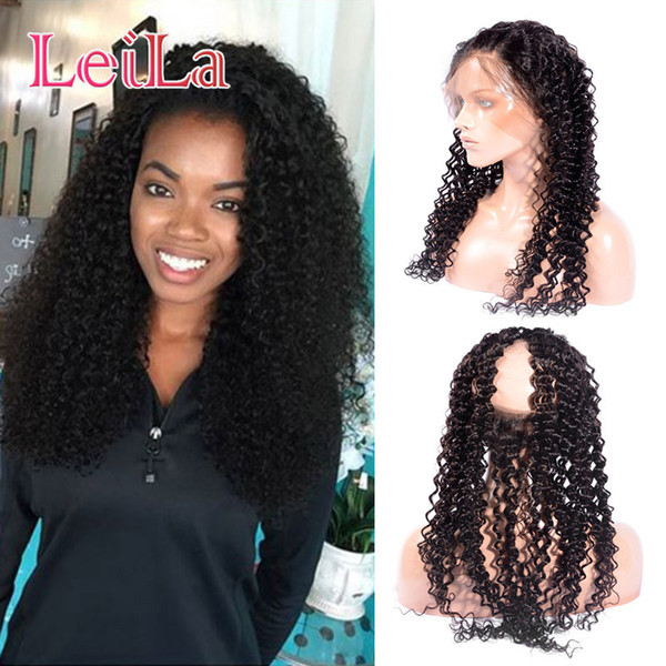 Peruvian Natural Color Pre Plucked 360 Kinky Curly 22.5*4*2 360 Lace Frontal Human Virgin Hair 8A Leilabeautyhair