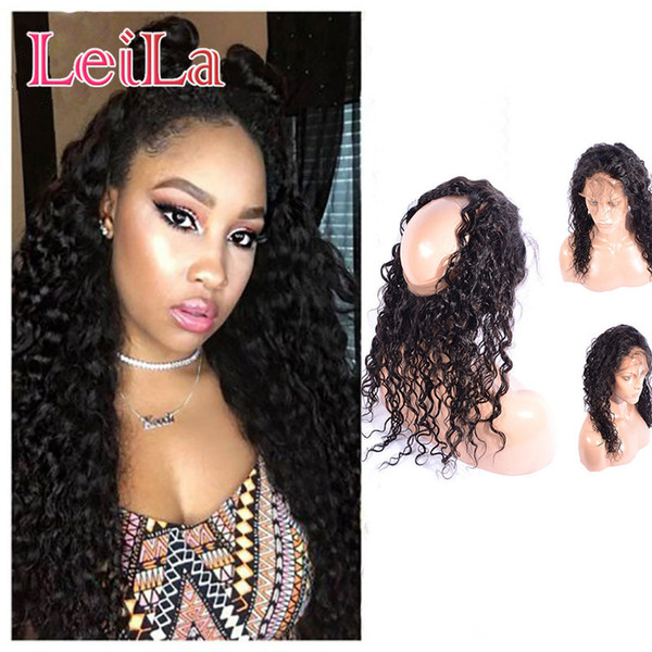 Malaysian Human Hair 360 Lace Frontal Water Wave Curly Leila Nautral Color Pre Plucked With Baby Hair Lace Frontal