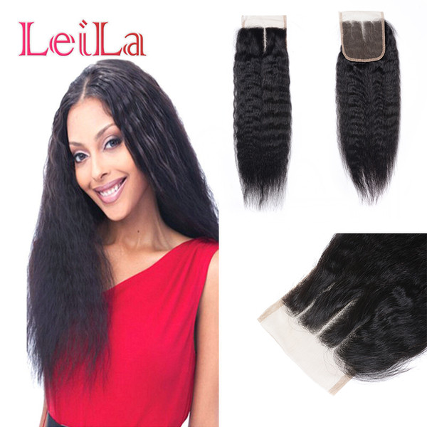 Brazilian Virgin Hair Kinky Straight 4 X 4 Lace Closure Human Mink Hair Closures Middle Free Three Part 25-50g/pcs