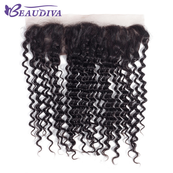 Deep Wave Brazilian Hair Frontal 100% Human Hair Lace Frontal Closure 13*4 With Baby Hair Natural Color