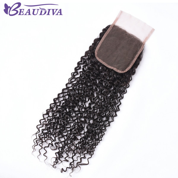 Pre Plucked 4*4 Free Part Lace Closure Brazilian Kinky Curly Swiss Lace Closure Unprocessed Human Hair Closure With Baby Hair Bleached Knot