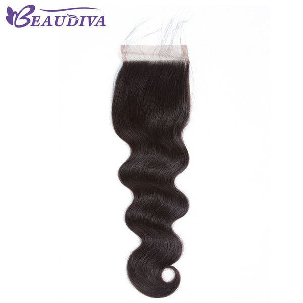 BEAU DIVA Unprocessed Hair Body Wave 4*4 Malaysian Virgin Human Hair Lace Closures Free Three Middle Part Malaysian Human Hair Top Closure