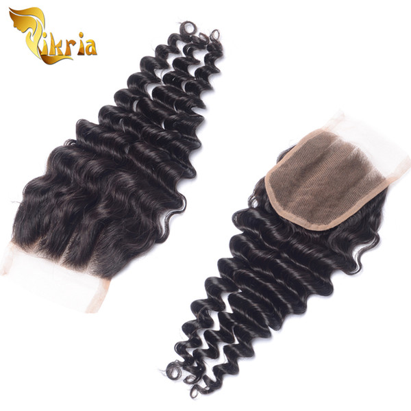 4x4 Lace Closure Brazilian Malaysian Indian Peruvian Deep Wave Unprocessed Human Hair Lace Closure Top Quality Deep Wave Lace Closure