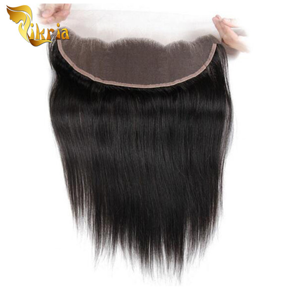 Brazilian Peruvian Malaysian Indian 13x4 Lace Frontal Straight Human Hair Closure Silk Base Hand Tied Non-Remy Hair Free Part Baby Hair