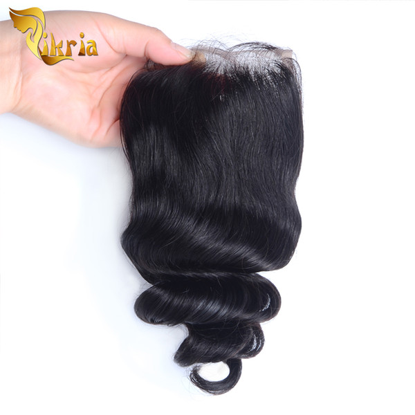 4x4 Lace Closure Brazilian Indian Peruvian Malaysian Loose Wave Natural Black Color Human Hair Cheap Lace Closure Free Part Middle Part