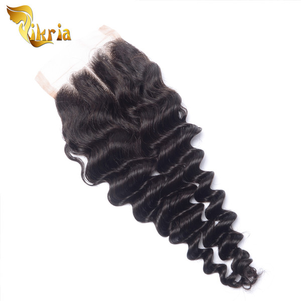 Zikria Best Quality 100% Human Hair Piece Brazilian Indian Peruvian Malaysian Deep Wave Free Parting Middle Parting Three Part Lace Closure