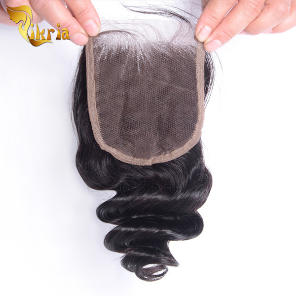 Factory Price Unprocessed Brazilian Indian Virgin Human Hair Closure Loose Wave Free Part Malaysian Peruvian Human Hair 4x4 Lace Closure